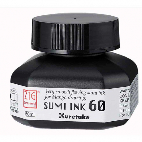 Zig Kuretake Black Sumi Ink 60ml - Click Image to Close
